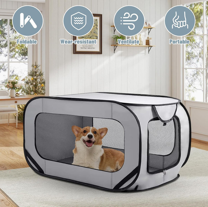 Hundebox Faltbar Hundetransportbox, 94 * 53 * 53 cm, Faltbar Katzen Transportboxen, stabile Transpor
