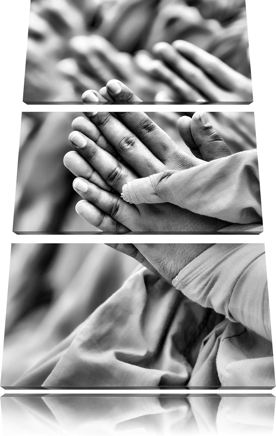 Pixxprint Mönche in Tibet/Format: 3-Teiler (120x80cm) cm/Leinwandbild fertig bespannt Wandbild Kunst