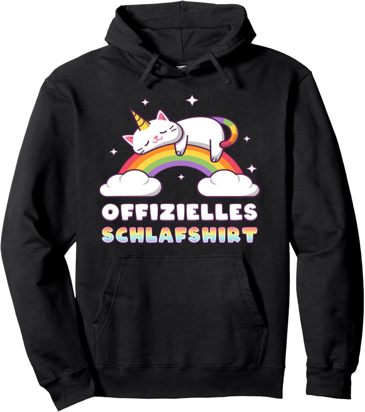 Offizielles Schlafshirt, Einhorn-Katze, Regenbogen Pullover Hoodie