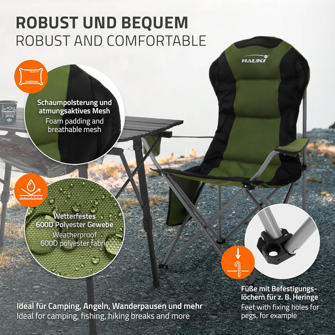 Hauki Campingmöbel Set 3tlg. Campingtisch faltbar Beige mit 2 Campingstühlen Khaki, Camping-Set für
