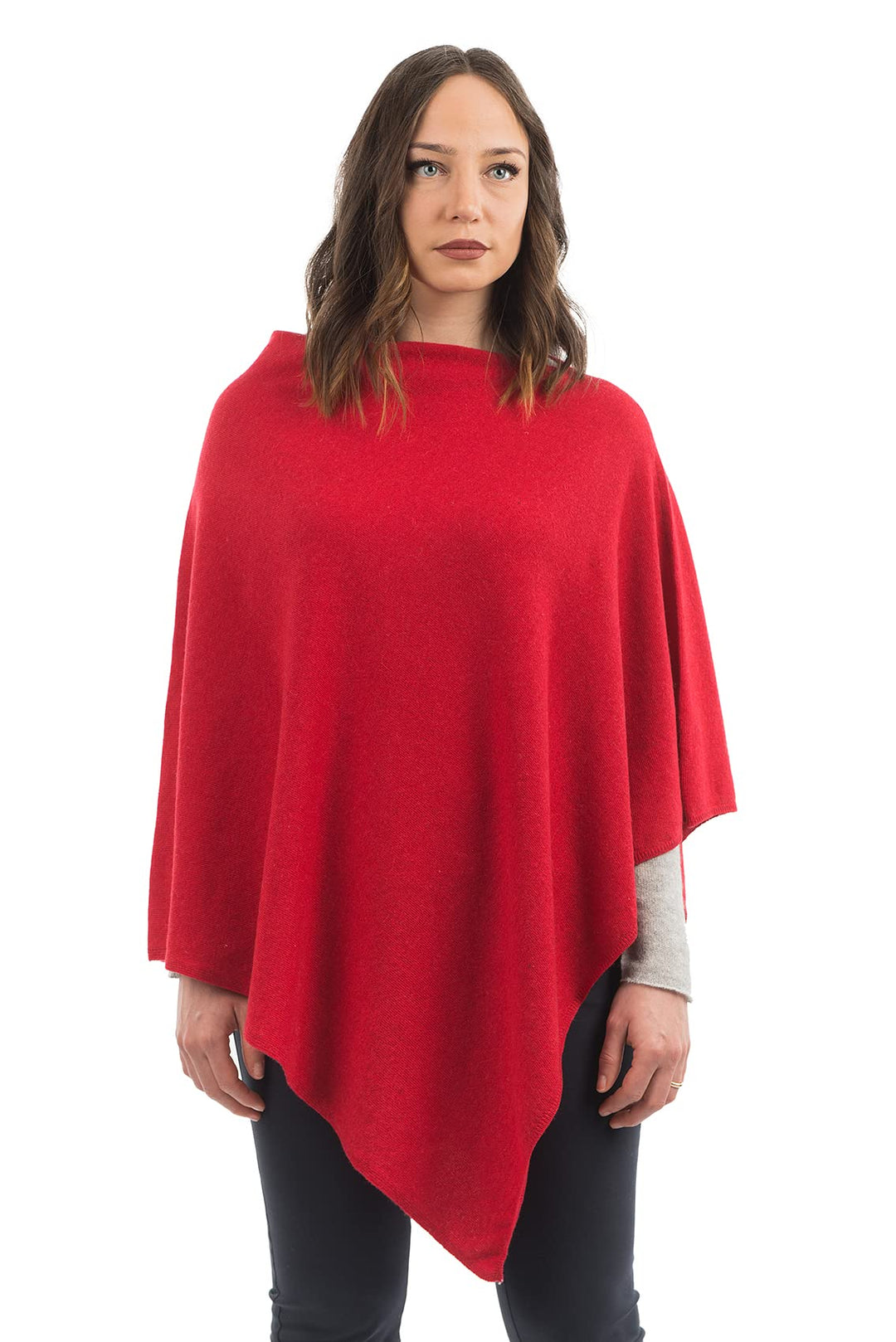 Dalle Piane Cashmere - Poncho aus Kaschmir-Gemisch - Made in Italy - Damen Einheitsgrösse Rot, Einhe