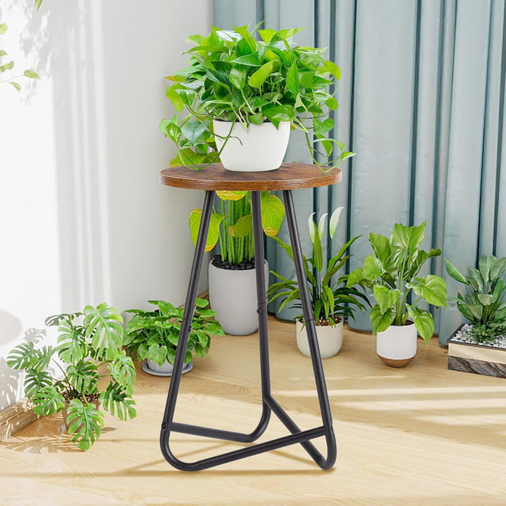 HDANI 50cm Rund Pflanzenständer,Blumenständer,Pflanzenregal aus Holz und Metall,Modernes Regal für Z