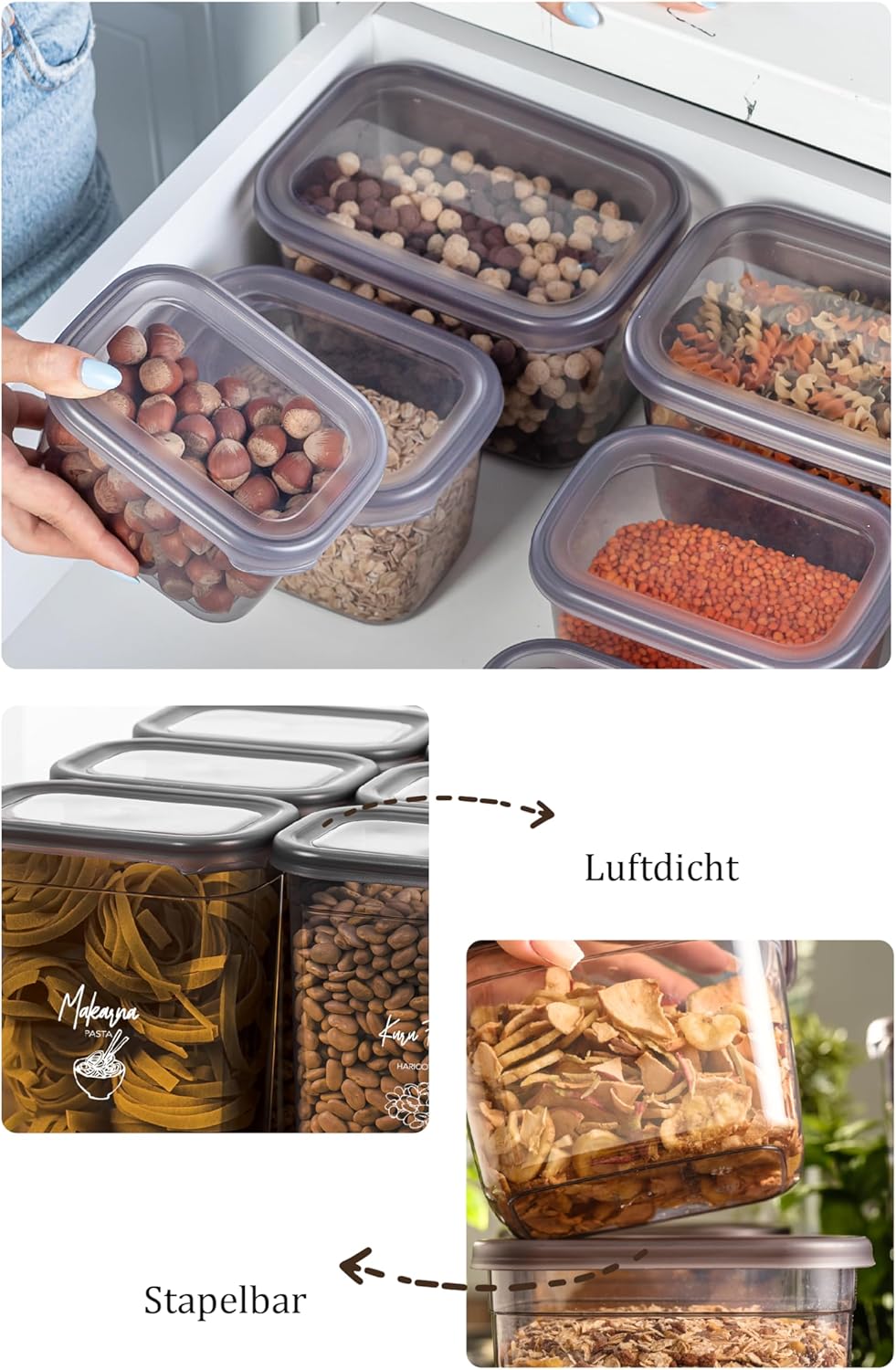 Viwares luftdichte Vorratsdosen mit Deckel | 12er Vorratsbehälter Set | BPA-FREI | Zur Müsli Mehl un