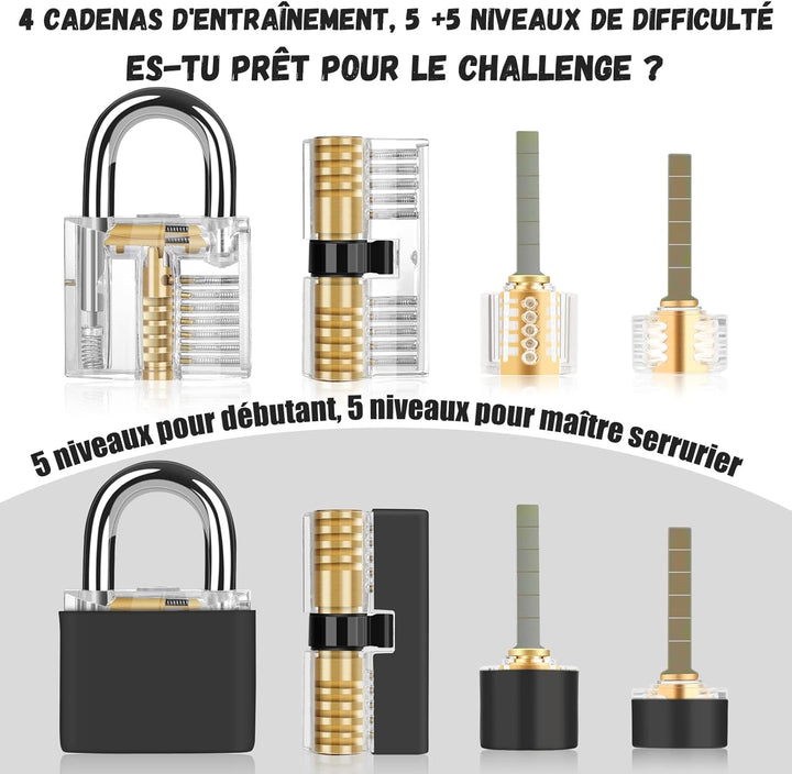 Diyife 36 Stück Lockpicking Set, [Schwierigkeit Upgrade] Dietrich Set mit 4 Transparente Schlösser u