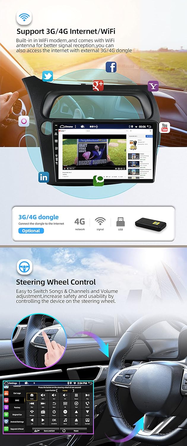 [4GB+64GB] Android 14 Autoradio für Honda Civic (2006-2011)-[Integriertes CarPlay/Android Auto/DSP/G