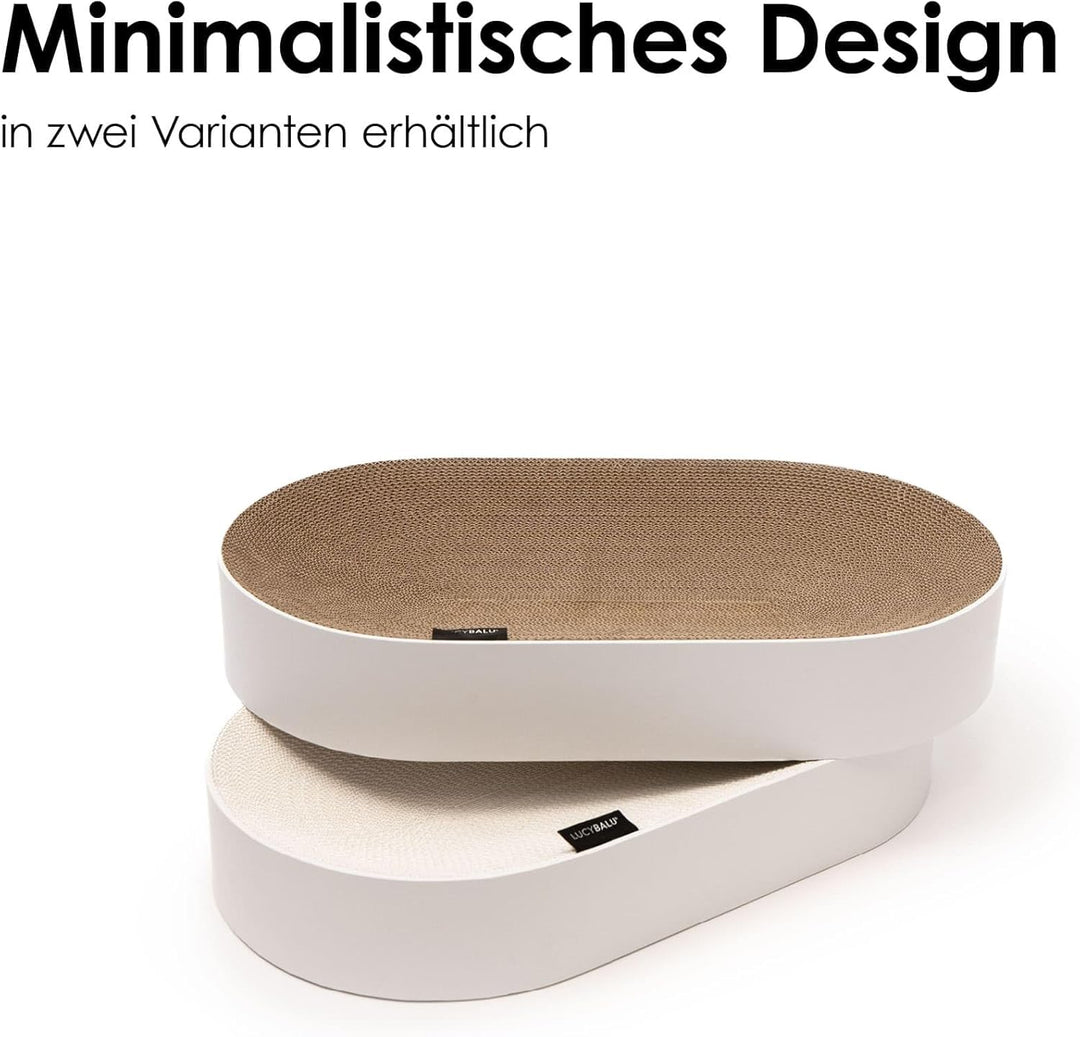 LucyBalu® SCRATCHBED Kratzbett für Katzen aus Pappe | Kartonbett | XXL-Kratzbrett oval rund | Kratzp