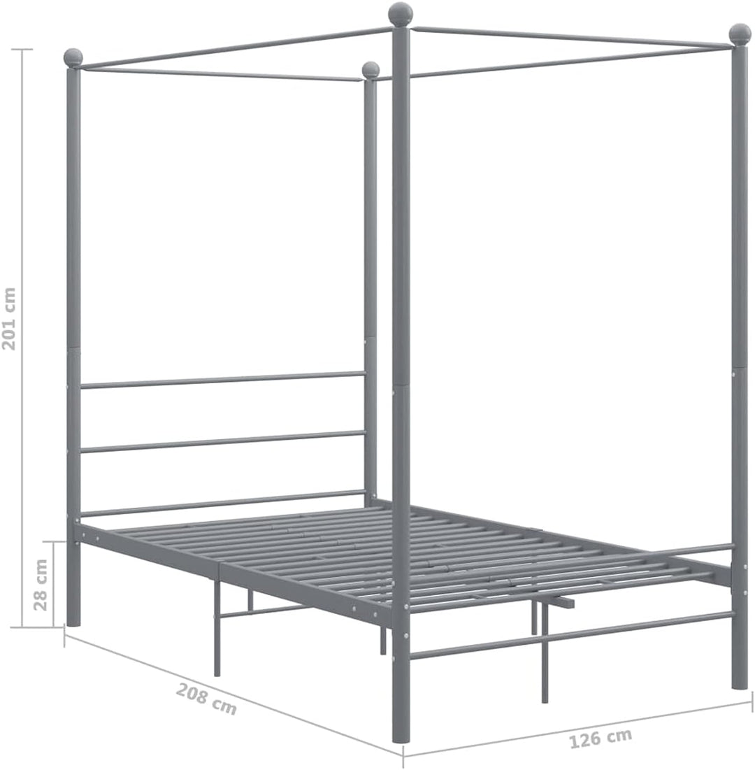 Susany Himmelbett Metallbett Bettgestell Einzelbett Jugendbett Schlafzimmerbett Grau Metall 120x200