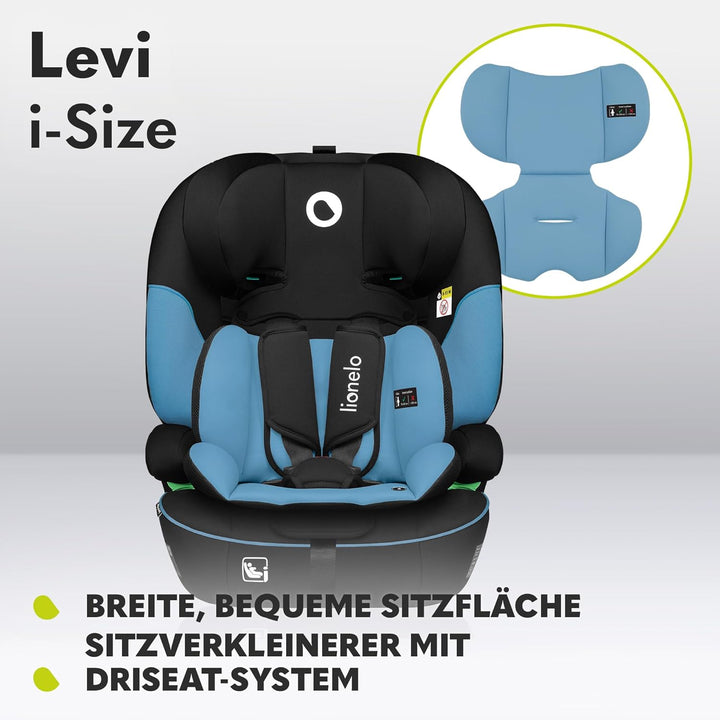 LIONELO LEVI I-SIZE 76-150 cm Kinderautositz, Gruppe 1 2 3, Seitenschutz, 10 Grad Kopfstützenverstel