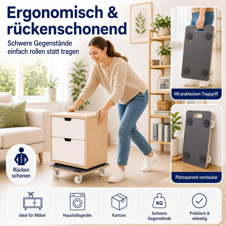 Bituxx Transportroller Möbelroller Rollbrett Umzugsroller Allzweckroller Rechteck Schichtholz 58 x 2