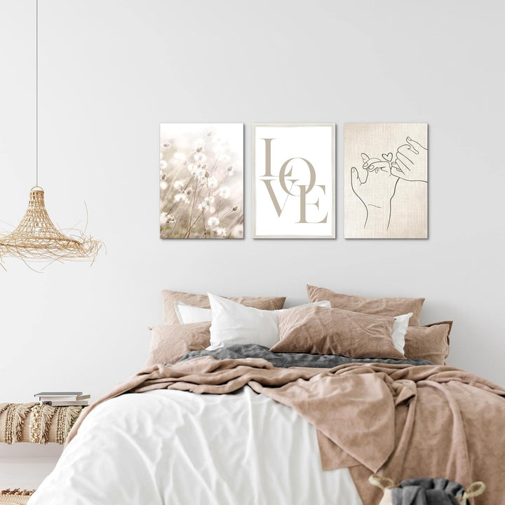 Novart Bilder Set Boho Strand - Kein Extra Rahmen benötigt - Wandbilder für Wohnzimmer Schlafzimmer