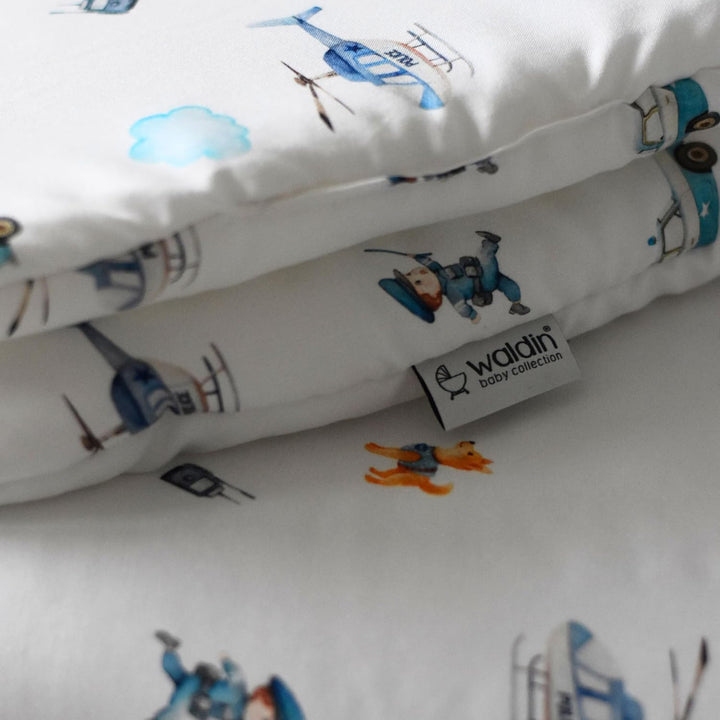 Waldin Baby Kinder Bettwäscheset 100% Bambus, ohne Bezug, Hypoallergen, Decke und Kissen, Polizei/We