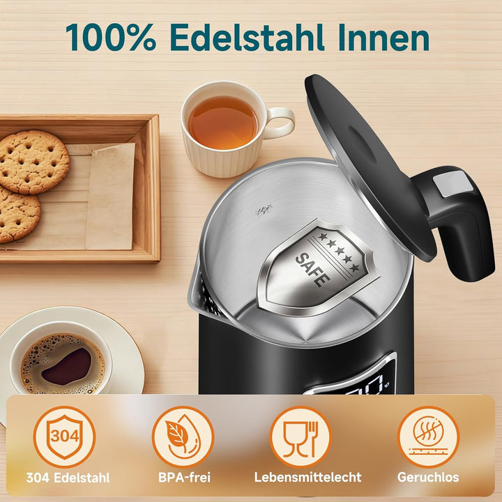 Wasserkocher Mit Temperatureinstellung, 1.7 L Wasserkocher Edelstahl, 2200w Teekessel Mit 40-100°C,