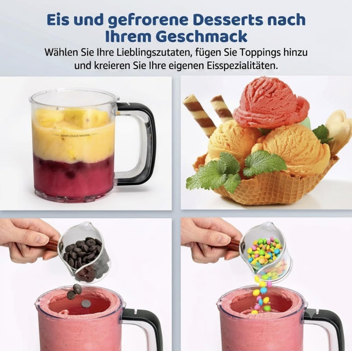 Eismaschine 10-in-1 Edelstahl – Gelato, Sorbet, Frozen Yogurt, 3 BPA-frei | Veganes &amp; zuckerfreies E