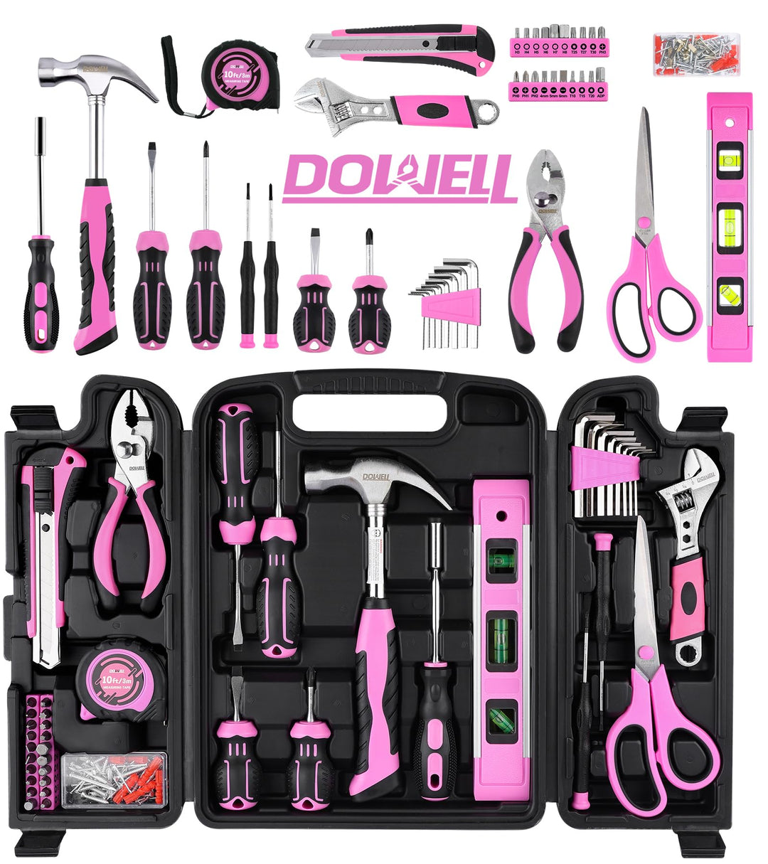 DOWELL Rosa Werkzeugset für Damen, Mädchen, Damen, 123-teilig, mit Werkzeugkoffer