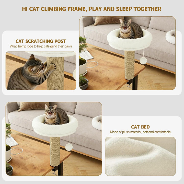 Katze Bett für Dest, Katzes Schreibtisch Bett mit Scritching Post, Platzsparende Katze Möbel, Perch