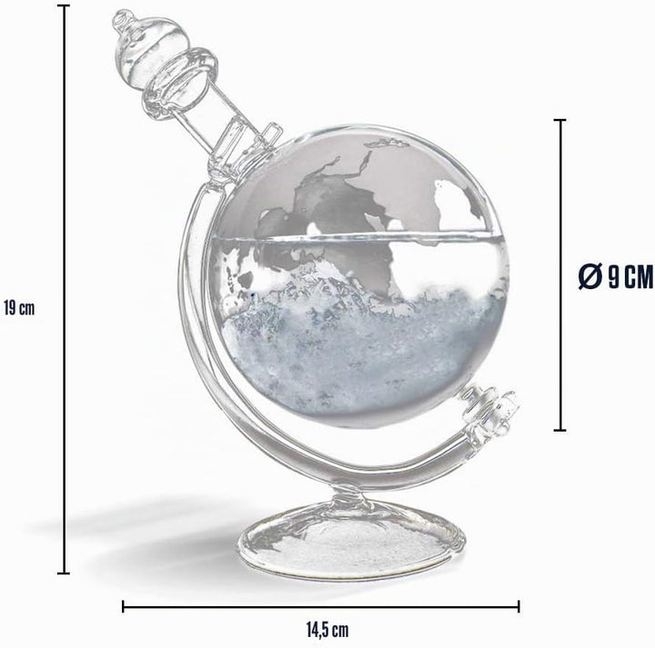 MikaMax - Storm Glass Globe - Wettervorhersage Globus - Wetterglas - Barometer - 19 x 15 x 10 cm - O