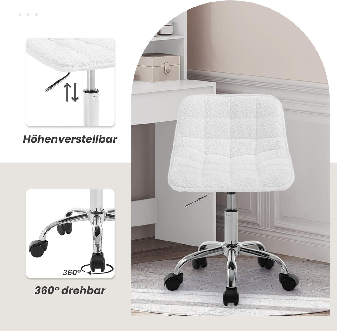 WOLTU Schreibtischstuhl Kinder, Schminkstuhl Sitzhocker Rollhocker Arbeitshocker, 360° drehbar höhen