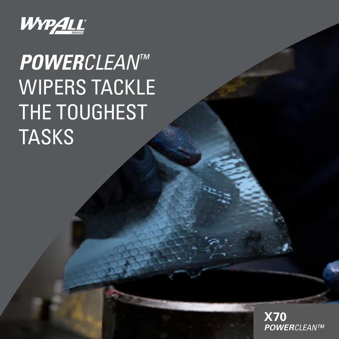 WypAll X70 Power Clean Reinigungstücher für mittelschwere Reinigungsaufgaben 8251 – 2-in-1 Midi-Roll