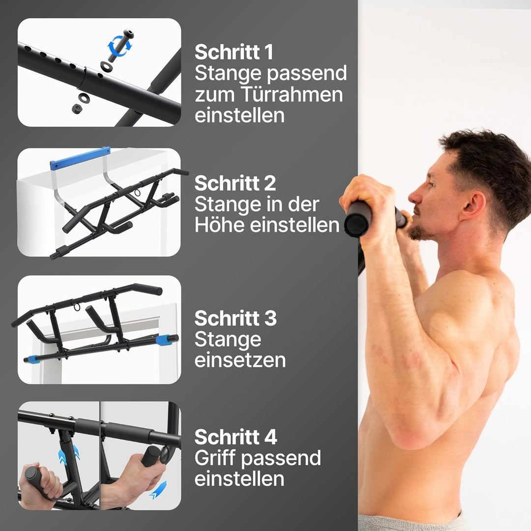NEOLYMP Premium Klimmzugstange Türrahmen - Türreck mit einstellbarer Höhe, Breite & Tiefe 15–43 cm -