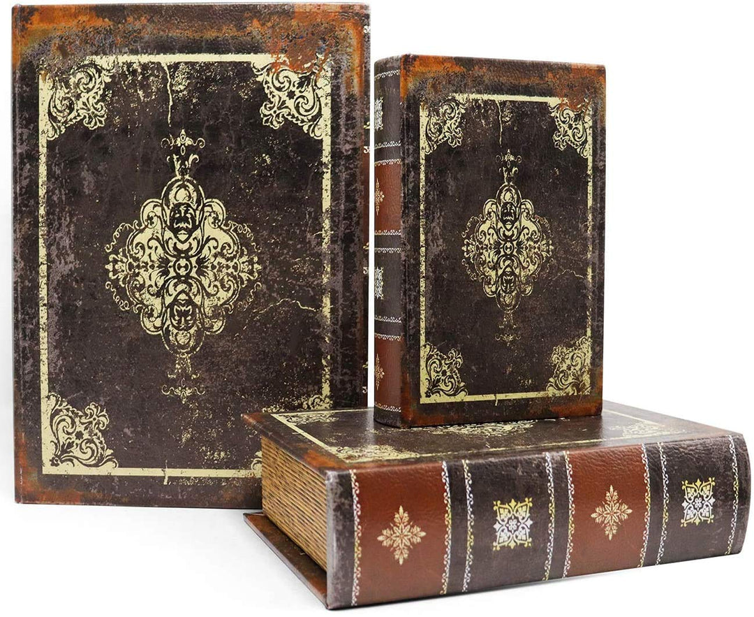 Jolitac 3er Buchattrappe Box Set, Hohles Buch mit Geheimfach, Vintage Buchversteck Getarnte Buchtres