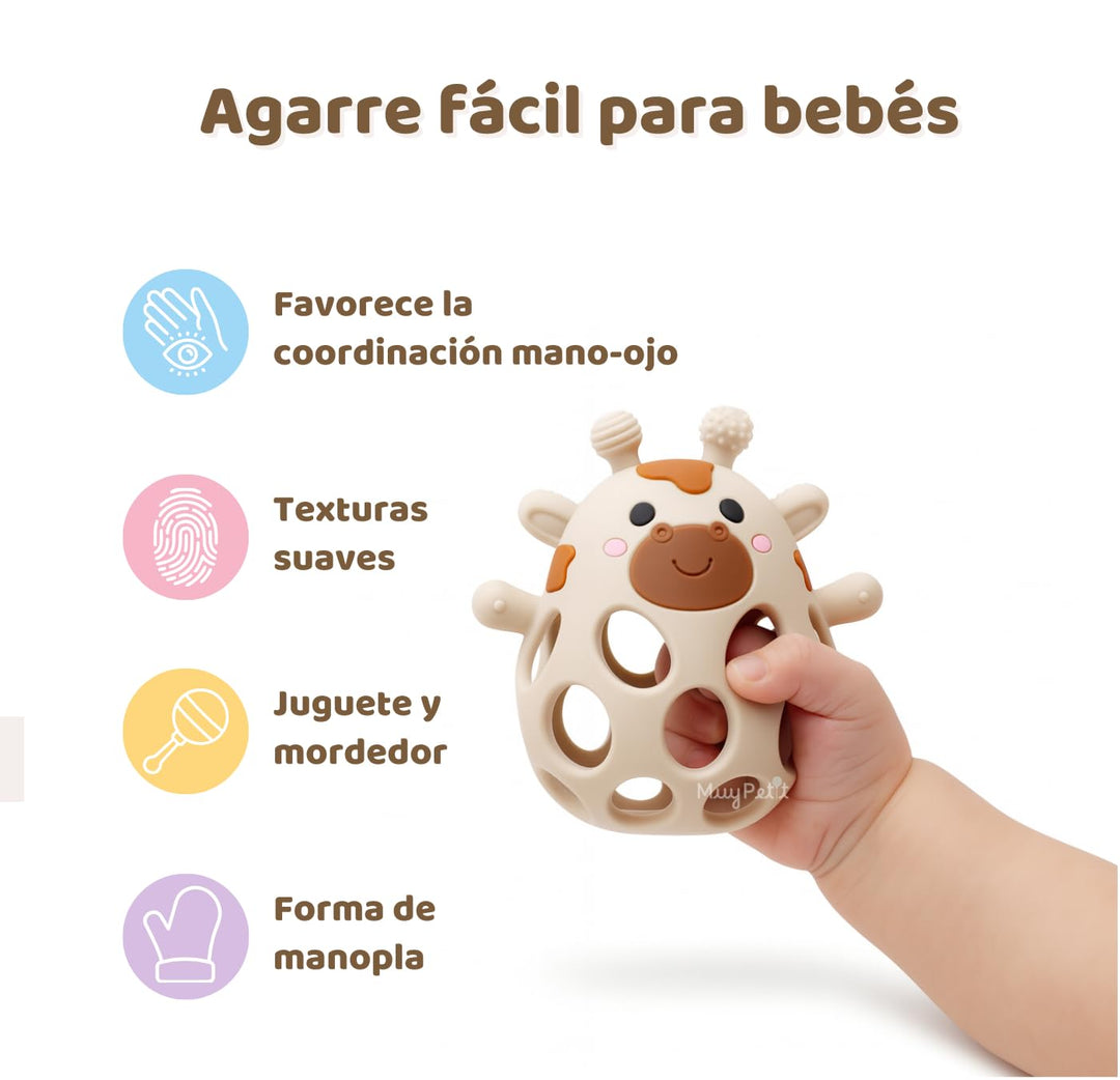 MuyPe Rassel Giraffe und Beissring für Babys (Beige), Beige