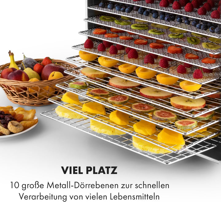 Klarstein Fruit Jerky Pro - Dörrgerät, Dörrautomat, einzeln entnehmbar, einstellbare Temperatur, gro