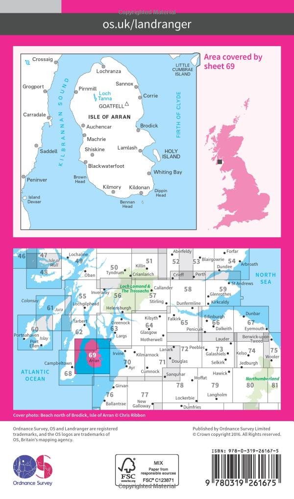 Isle of Arran (OS Landranger Map, Band 69), Karte