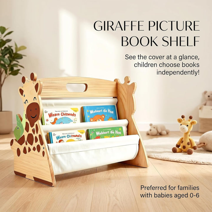 Beidseitiges Montessori Bücherregal Kinder Holz - Drehbares Kinder Bücherregal Klein - Schmal Kinder