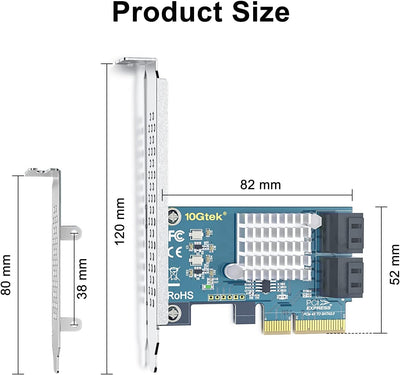 PCIe SATA X4 Card 4 Port with 4 SATA Cables and Low Profile Bracket, 6Gbps SATA3.0 Controller PCI Ex