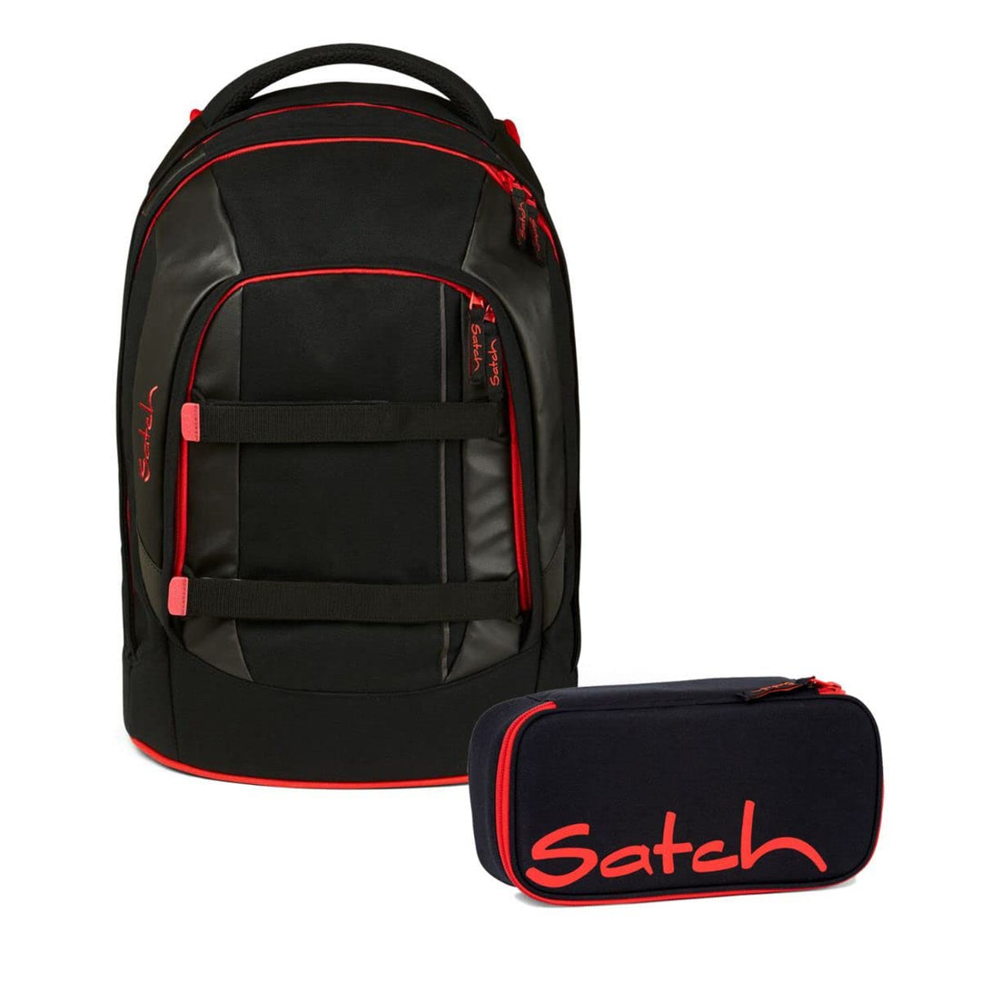 Satch Pack Schulrucksack Set 2tlg. mit Schlamperbox Fire Phantom, Fire Phantom