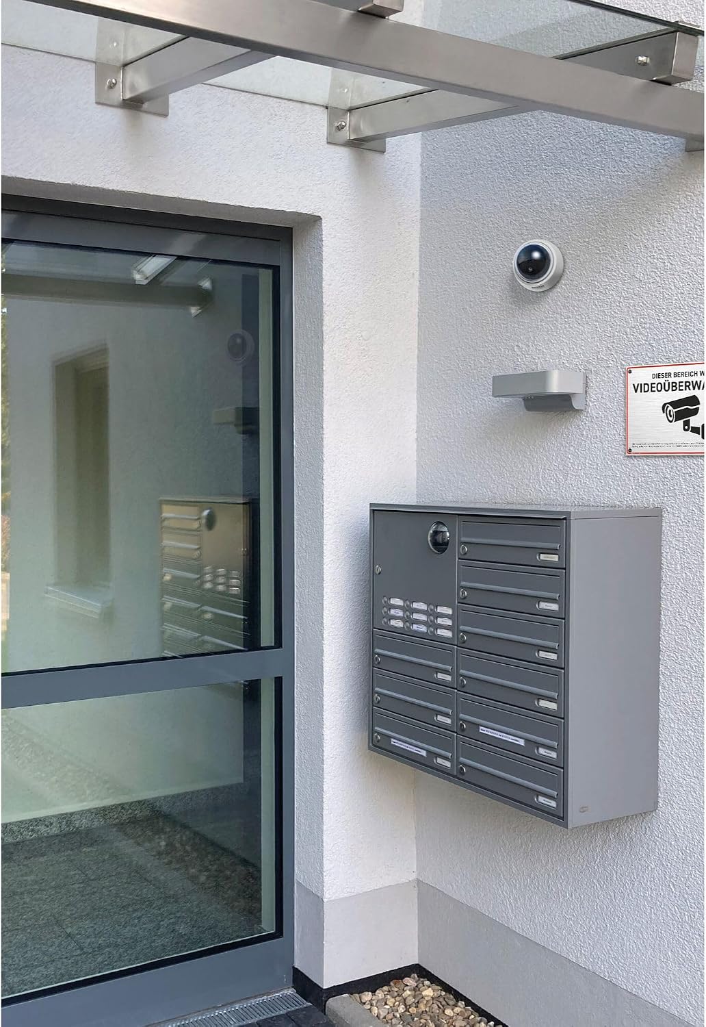 BASI | 2er Set Dome Kamera-Attrappe mit blinkendem LED-Licht | Dummy Kamera | Objektiv Überwachungsk