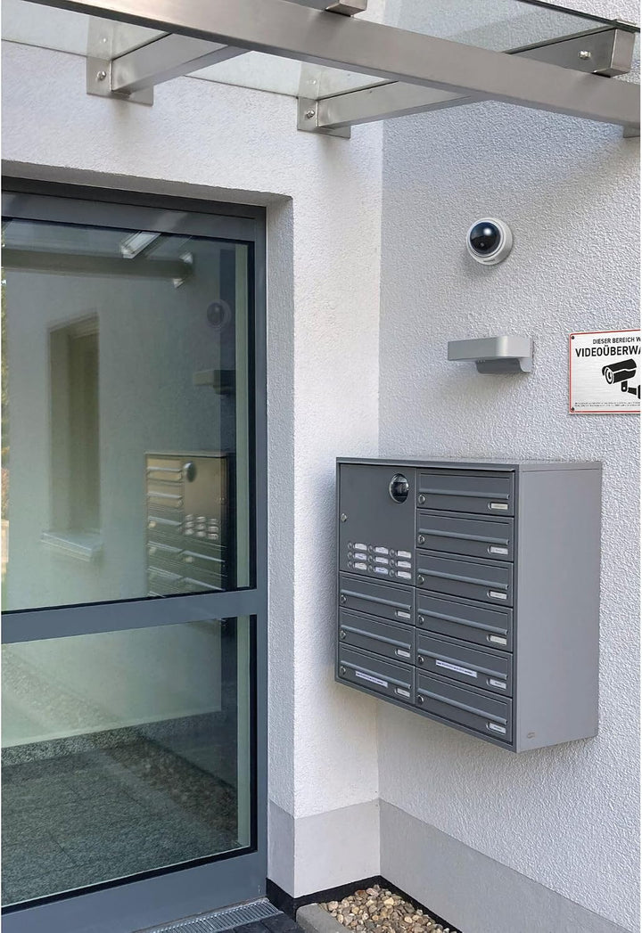 BASI | 2er Set Dome Kamera-Attrappe mit blinkendem LED-Licht | Dummy Kamera | Objektiv Überwachungsk
