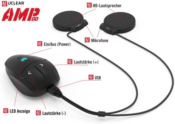 UClear Unisex – Erwachsene AMP Go 4 Helmkommunikationssystem, Schwarz, Einheitsgrösse