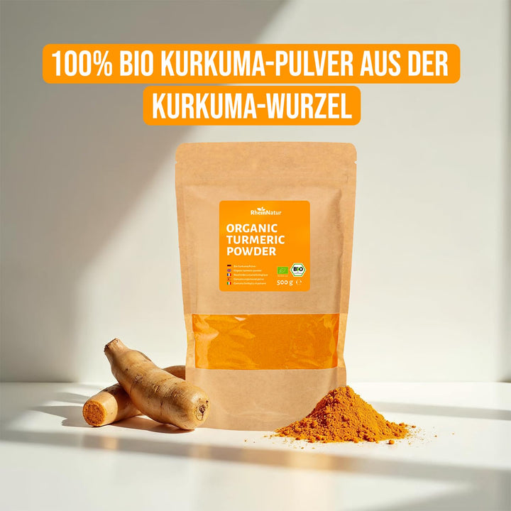 RheinNatur Bio Kurkuma Pulver 500 g - 100% fein gemahlene Kurkumawurzel