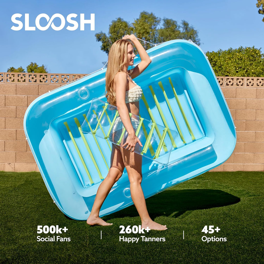 Sloosh Inflatable Sun Pool Lounge Float, Suntan Tub Raft Float, Tanning Pool with Removable Cushion,
