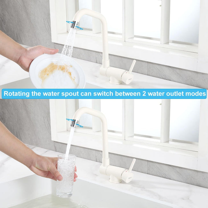 ONECE Vorfenster Wasserhahn Küche mit 2 Strahlarten, Vorfenstermontage Küchenarmatur, Klappbar Armat