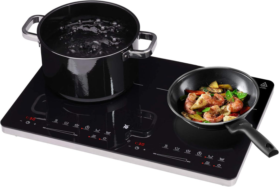 WMF Kult X Doppel- Induktionskochfeld, Kochplatte bis 28 cm, 3500 W & Devil Pfannenset 2-teilig, Bra