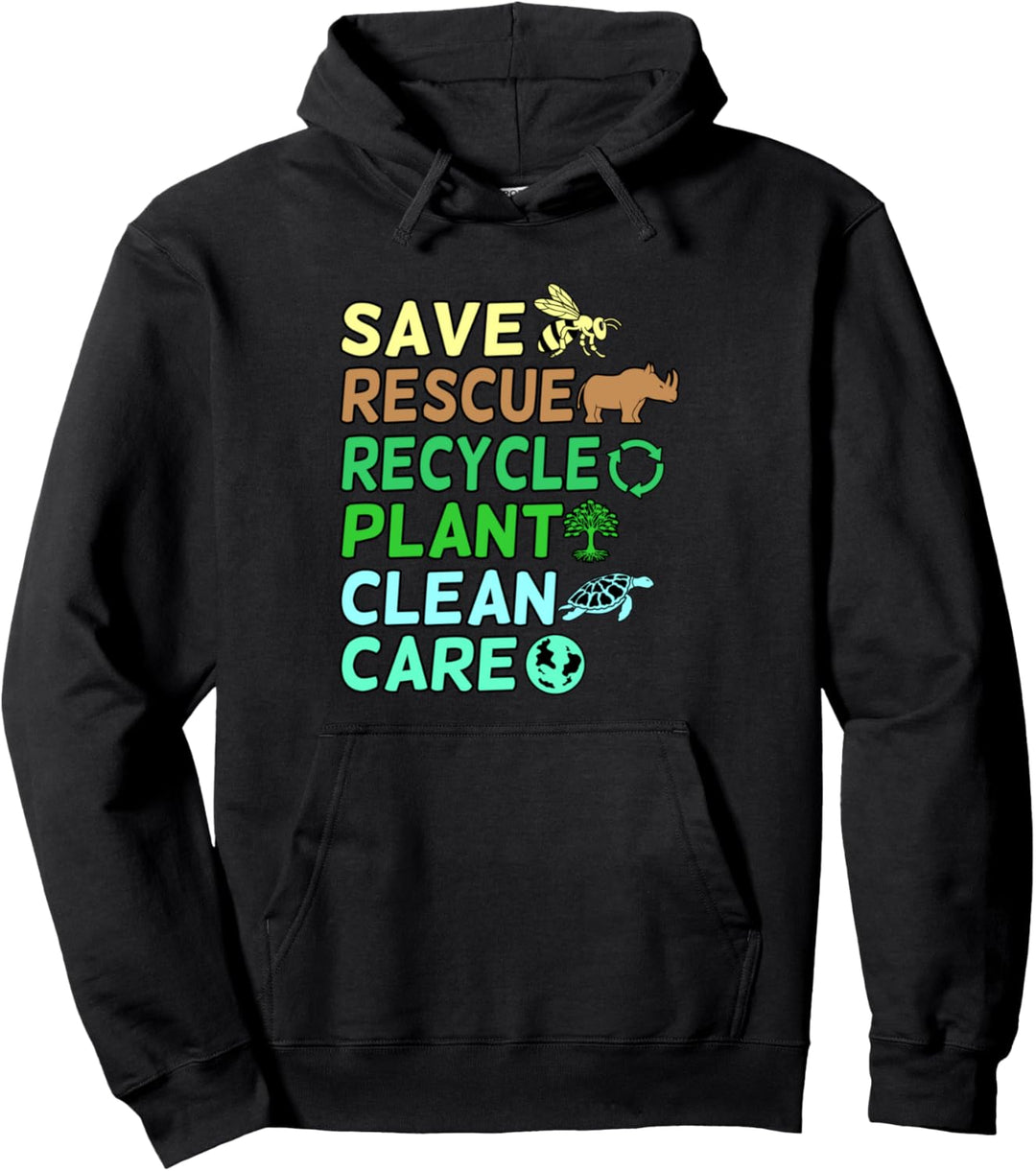 Save Rescue Plant Clean Earth Day Planet Grafik Pullover Hoodie