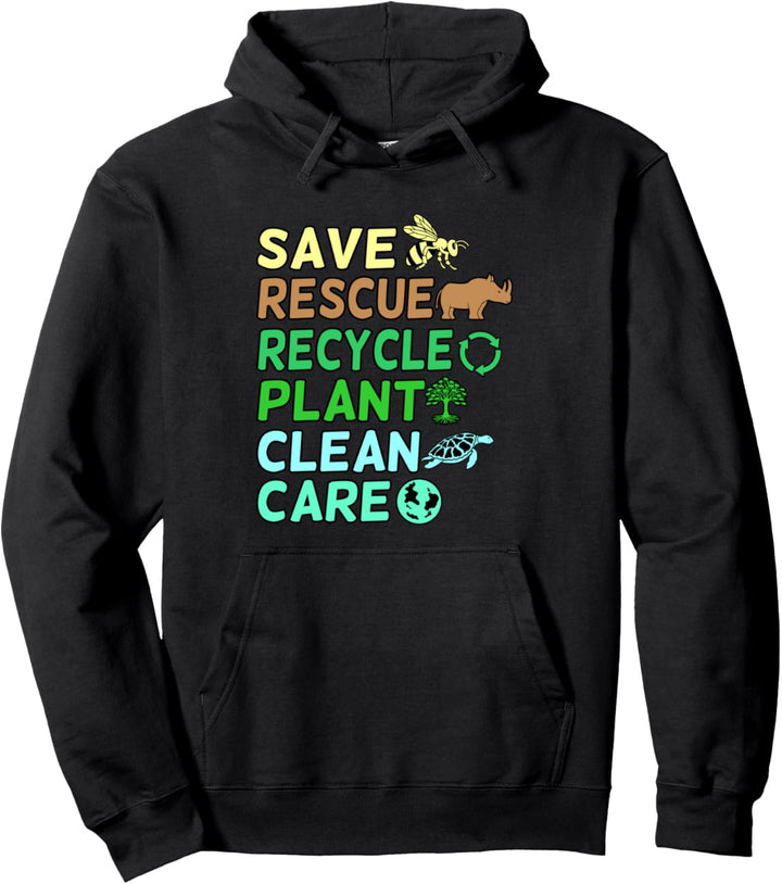Save Rescue Plant Clean Earth Day Planet Grafik Pullover Hoodie