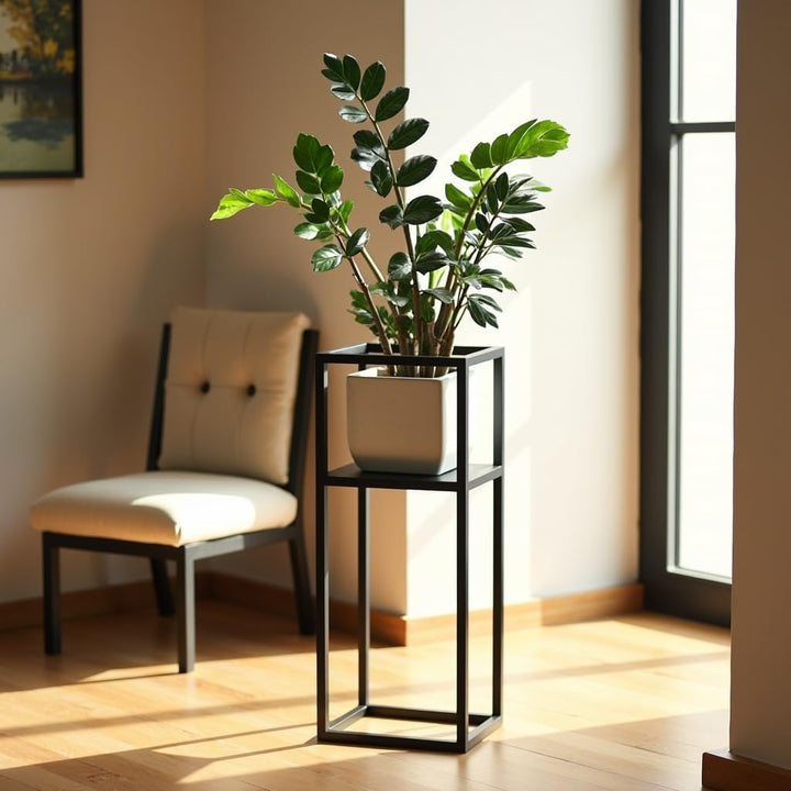 Blumenständer - Pflanzenständer aus Metall - 21x21x70cm - für Wohnzimmer, Küche, Büro - Loft, Indust