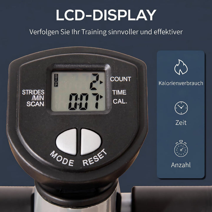 HOMCOM Stepper mit Handgriff Heimtrainer für Zuhause Kompakt Fitnessgerät für Bein- und Po-Training