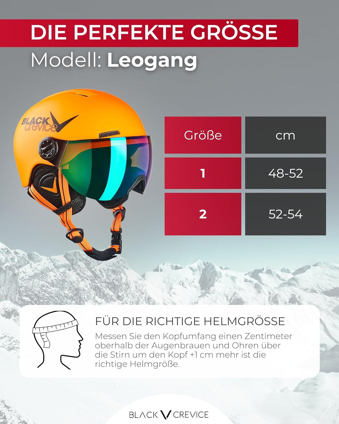 Black Crevice Kinder-Skihelm Leogang I Skihelm mit Visier im Pilotenstyle I Snowboardhelm für Jungen