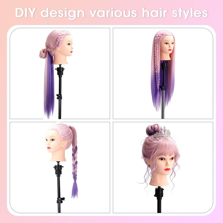 TopDirect 73,7 cm Haarpuppenkopf für Kosmetologie-Training, mit Klemmhalter und Styling-Werkzeugen r