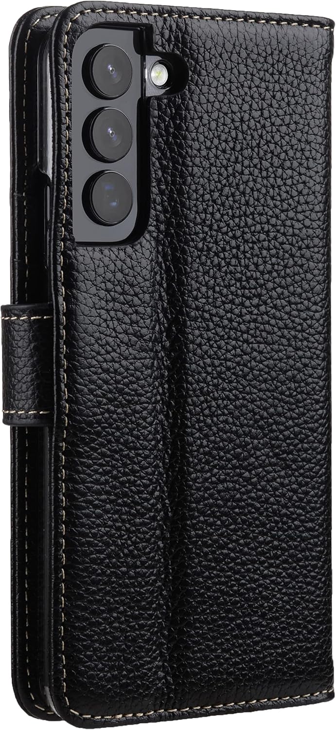 STILGUT Talis kompatibel mit Samsung Galaxy S22 Hülle mit Kartenfach aus Leder, Wallet Case, Lederhü