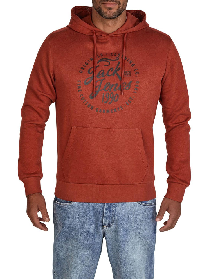 JACK & JONES Hoodie Herren Regular Fit JJEADRIAN Kapuzenpullover Pullover Sweater Print Schwarz Grau