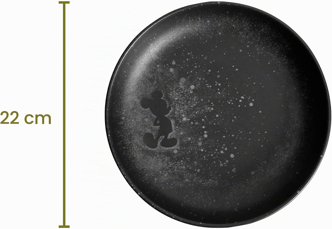 Micky Maus Midnight Tiefer Teller Disney, 22 cm, Steinzeug, Spülmaschinenfest, Seidenmatte Glasur, S