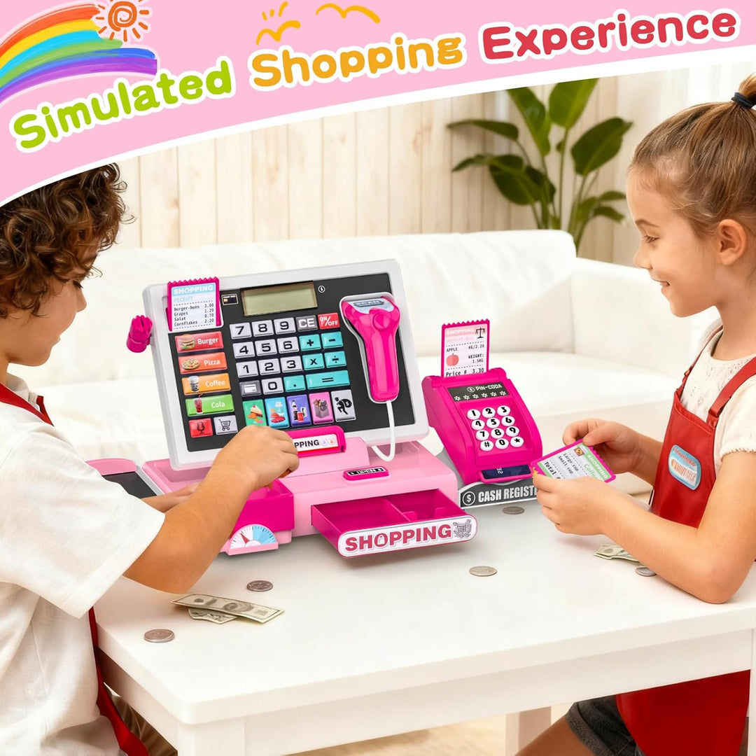 Elektronische Spielzeug Kasse Kinder mit Scanner und Sound, Supermarktkasse Rollenspielzeug, inkl. Z
