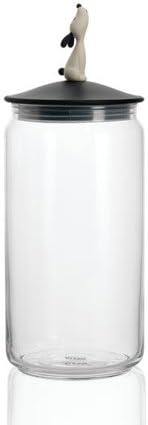 Alessi "MIÒJAR"", Behäl+C2ter für Katzenfutter aus Glas mit Deckel aus thermoplastischem Harz, schwa