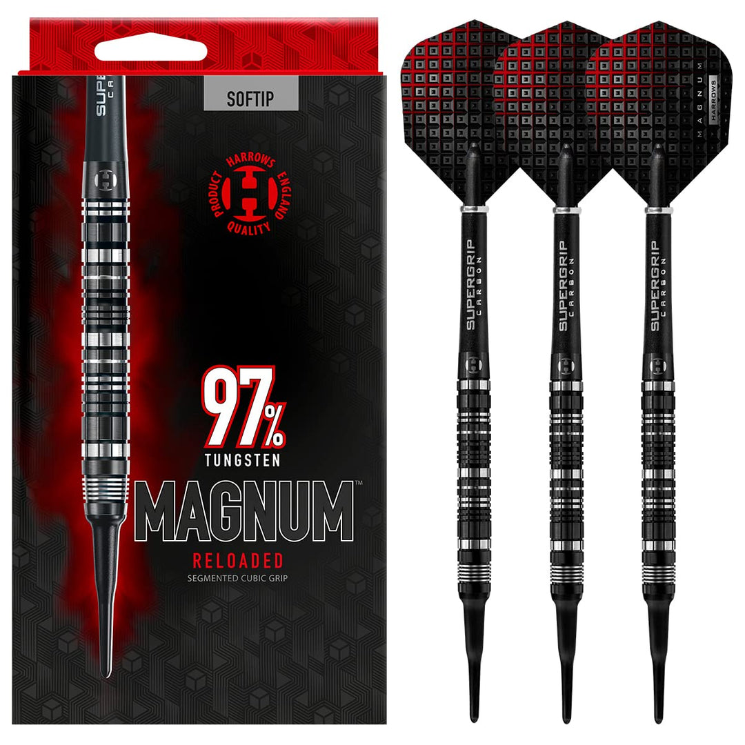 Harrows Magnum Reloaded 97% Tungsten Barrel Soft Tip Darts Set in mehreren Gewichten und mehreren Fa