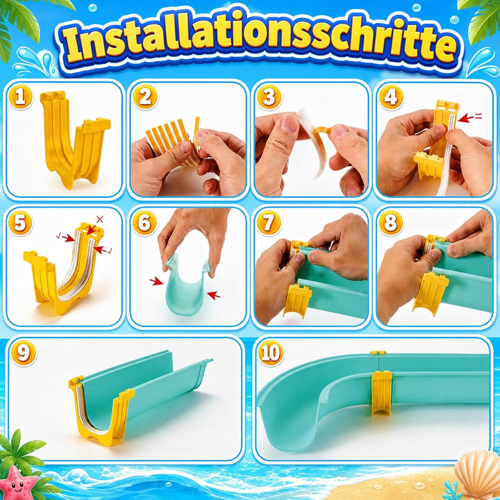 Wasserbahn Kinder Draussen 58-TLG. Wassertisch Spielzeug – Schleusen, Boote & Magnet-Angel inkl. 6 T